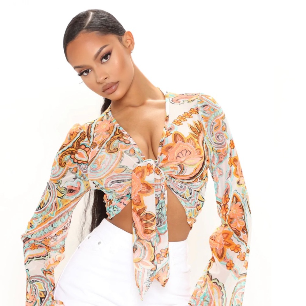 Fashion Nova Front Tie Blouse